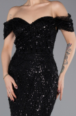 Long Black Beaded Evening Dress ABU5557