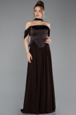 Long Brown Chiffon Plus Size Evening Dress ABU5551