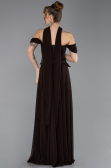 Long Brown Chiffon Plus Size Evening Dress ABU5551