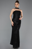 Long Black Beaded Evening Dress ABU5556