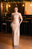 Long Gold Beaded Evening Dress ABU5556