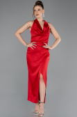 Midi Red Satin Party Dress ABK2506