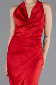 Midi Red Satin Party Dress ABK2506