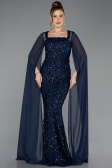 Long Navy Blue Scaly Evening Dress ABU5589