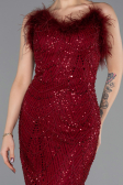 Long Burgundy Beaded Evening Dress ABU5590