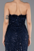 Long Navy Blue Beaded Evening Dress ABU5590