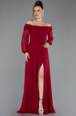 Long Burgundy Chiffon Evening Dress ABU5591
