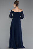 Long Navy Blue Chiffon Evening Dress ABU5591