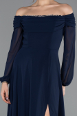 Long Navy Blue Chiffon Evening Dress ABU5591