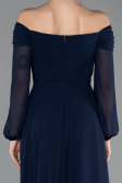 Long Navy Blue Chiffon Evening Dress ABU5591