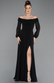 Long Black Chiffon Evening Dress ABU5591