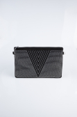 Black-Silver Suede Evening Bag KC414