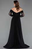 Long Black Chiffon Evening Dress ABU5602