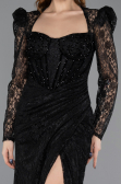 Long Black Dantelle Evening Dress ABU5604