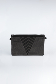 Black-Platinum Suede Evening Bag KC414