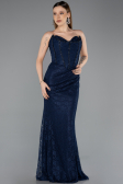 Long Navy Blue Dantelle Evening Dress ABU5587