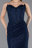 Long Navy Blue Dantelle Evening Dress ABU5587