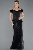 Long Black Beaded Evening Dress ABU5616