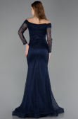 Long Navy Blue Dantelle Evening Dress ABU5617