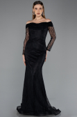 Long Black Dantelle Evening Dress ABU5617