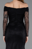 Long Black Dantelle Evening Dress ABU5617