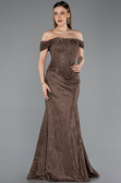 Long Brown Dantelle Evening Dress ABU5609