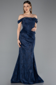 Long Navy Blue Dantelle Evening Dress ABU5609