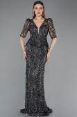 Long Anthracite Scaly Evening Dress ABU5621