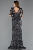 Long Anthracite Scaly Evening Dress ABU5621