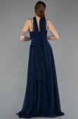 Long Navy Blue Chiffon Evening Dress ABU5619