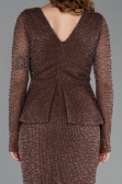 Long Brown Beaded Evening Dress ABU5648