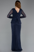 Long Navy Blue Beaded Evening Dress ABU5648