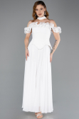 Midi White Chiffon Evening Dress ABK2524