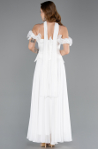 Midi White Chiffon Evening Dress ABK2524