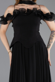 Midi Black Chiffon Evening Dress ABK2524