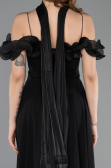 Midi Black Chiffon Evening Dress ABK2524