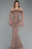 Long Copper Scaly Mermaid Evening Gown ABU5623