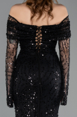 Long Black Scaly Mermaid Evening Gown ABU5623