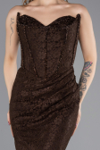 Long Brown Dantelle Evening Dress ABU5587