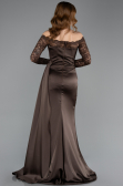 Long Brown Satin Mermaid Evening Gown ABU5641