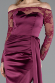 Long Plum Satin Mermaid Evening Gown ABU5641