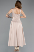 Midi Beige Satin Cocktail Dress ABK2519