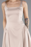 Midi Beige Satin Cocktail Dress ABK2519