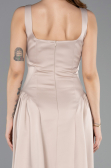 Midi Beige Satin Cocktail Dress ABK2519