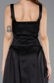 Midi Black Satin Cocktail Dress ABK2519