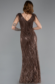 Long Brown Beaded Evening Dress ABU5637