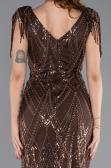 Long Brown Beaded Evening Dress ABU5637