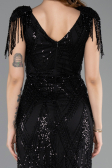 Long Black Beaded Plus Size Evening Dress ABU5336