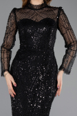 Long Black Beaded Evening Dress ABU5638