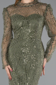Long Olive Drab Beaded Evening Dress ABU5638